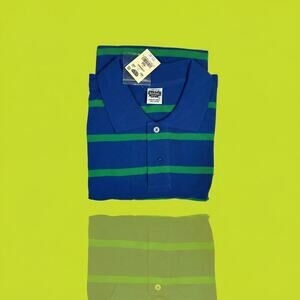 NWT Rainforest Cafe Men's XL Striped Polo Shirt Blue & Green Souvenir